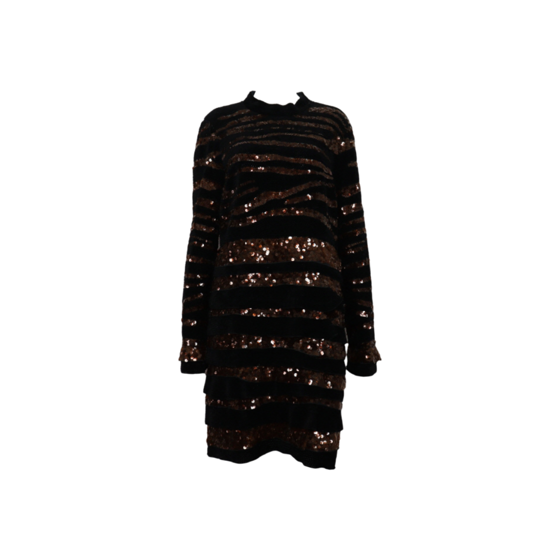 ITVB66UR86W5 Bottega Veneta Black & Brown Two-Tone Sequin Long Dress