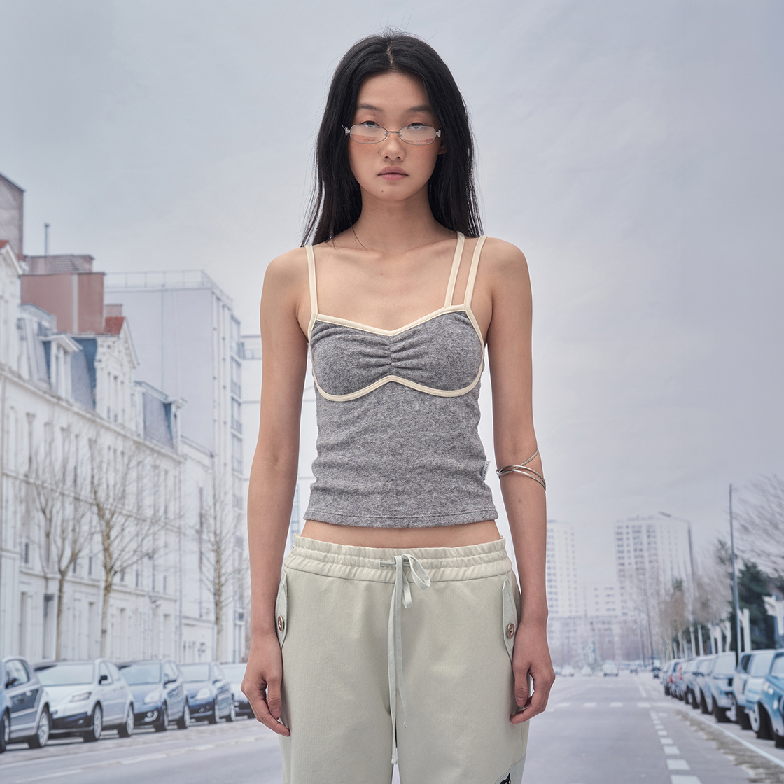 솜속 델 테리 슬리브리스 탑 멜란지 그레이(SOMSOC Dell Terry Sleeveless Top Melange Grey) - 2