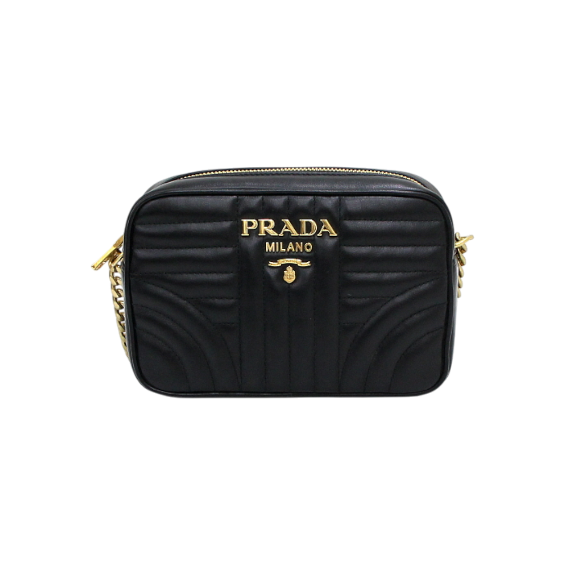 프라다 1BH084 블랙 레더 금장 로고 다이어그램 미니 크로스백aa64178(Prada Black Leather Gold Logo Diagram Mini Crossbody Bag)