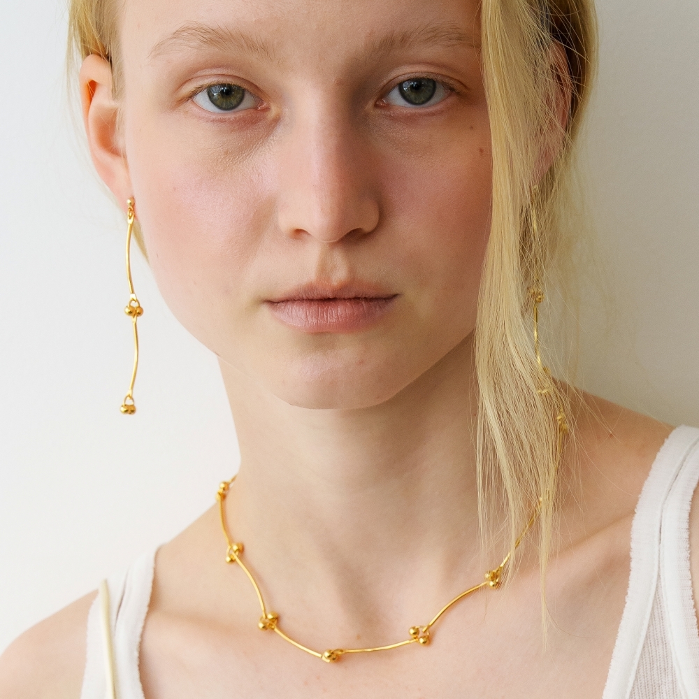 러브미몬스터 투볼 링크 체인 귀걸이 골드(lovememonster Two Ball Link Chain Earrings GOLD) - 2