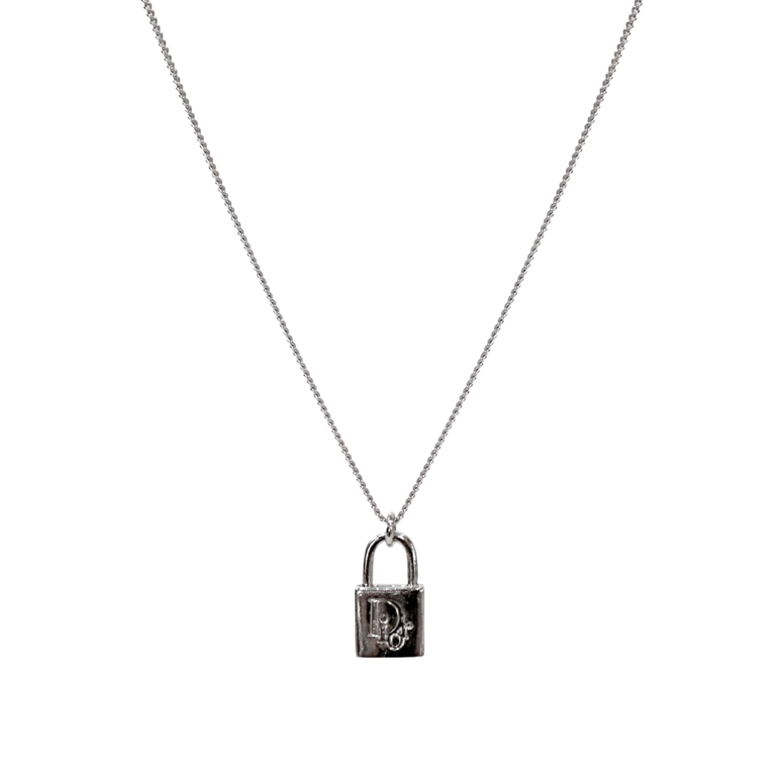 IT2KGPBH7C72 Dior Oblique Lock Silver Necklace A-B54139