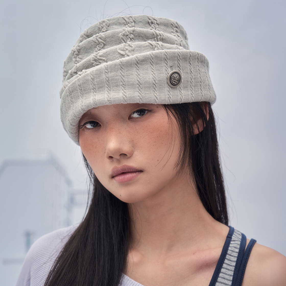 솜속 리나 자가드 밴드 비니 멜란지 그레이(SOMSOC Lina Jacquard Band Beanie Melange Grey) - 2