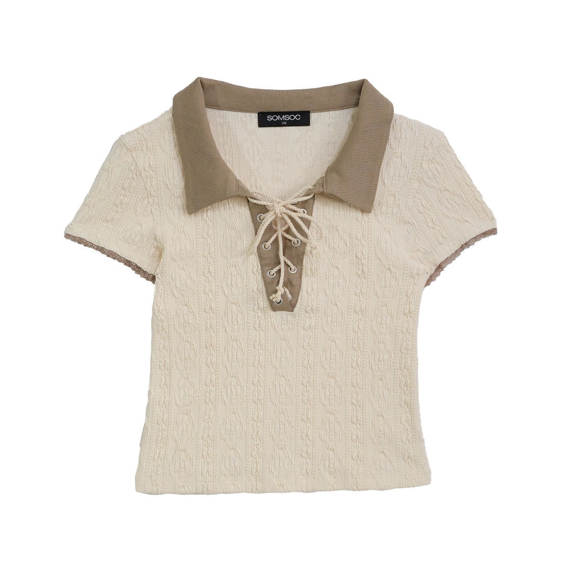 솜속 멜린 아일렛 자가드 니트 탑 아이보리(SOMSOC Melin Eyelet Jacquard Knit Top Ivory)