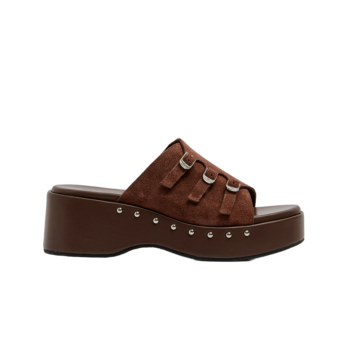 무드나잇 클리프 플랫폼 클로그 샌들 l 다크브라운 스웨이드(Moodnight Cliff Platform Clog Mules l Dark-Brown Suede) - 1