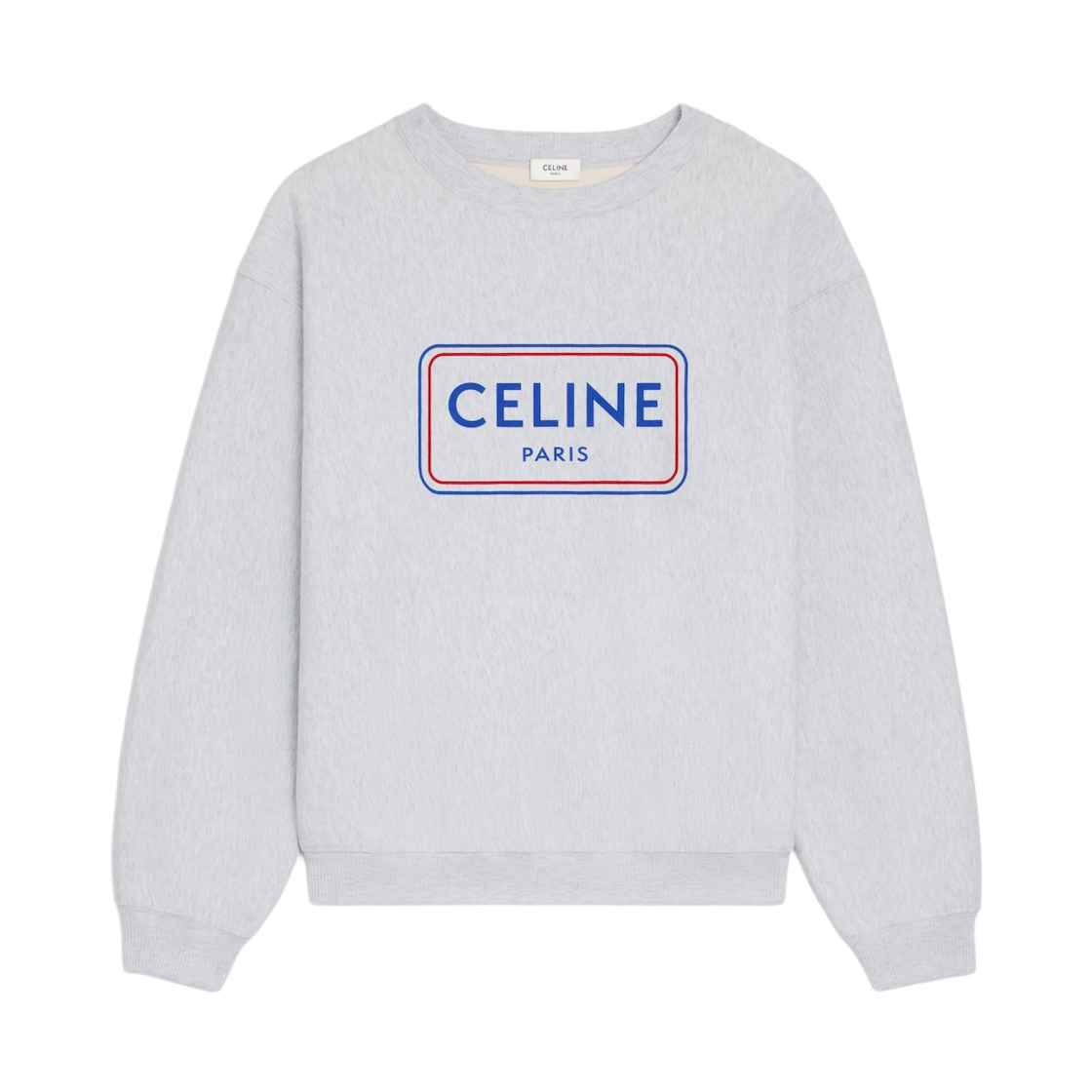 RY0SE1233-GGY6 (W) Celine Loose Sweatshirt in Cotton Fleece Pale Grey Red