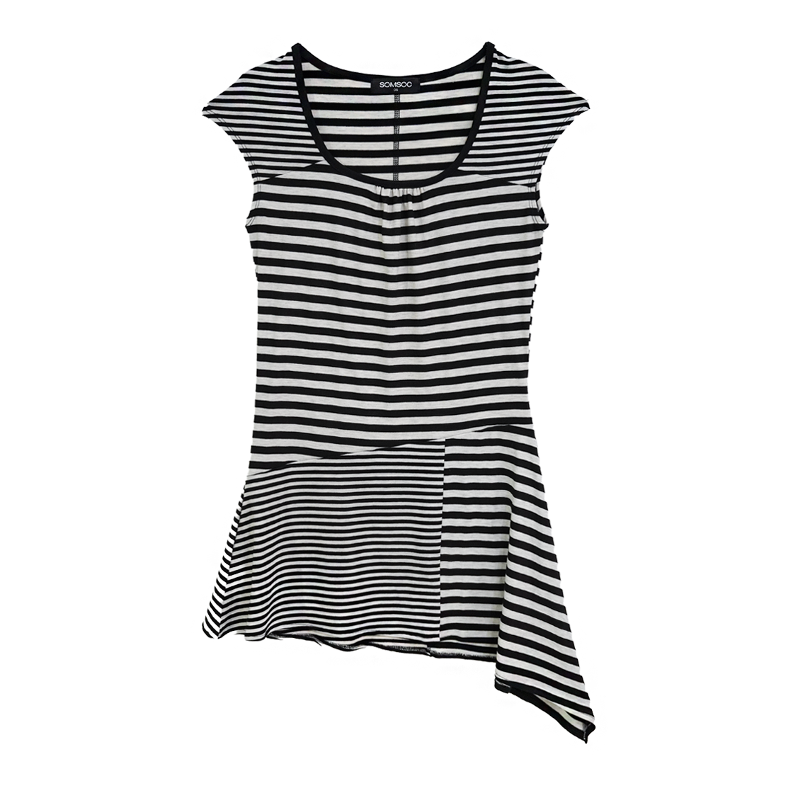 솜속 쿠키 콘트라스트 셔링 드레스 블랙(SOMSOC Cookie Contrast Shirring Dress Black)