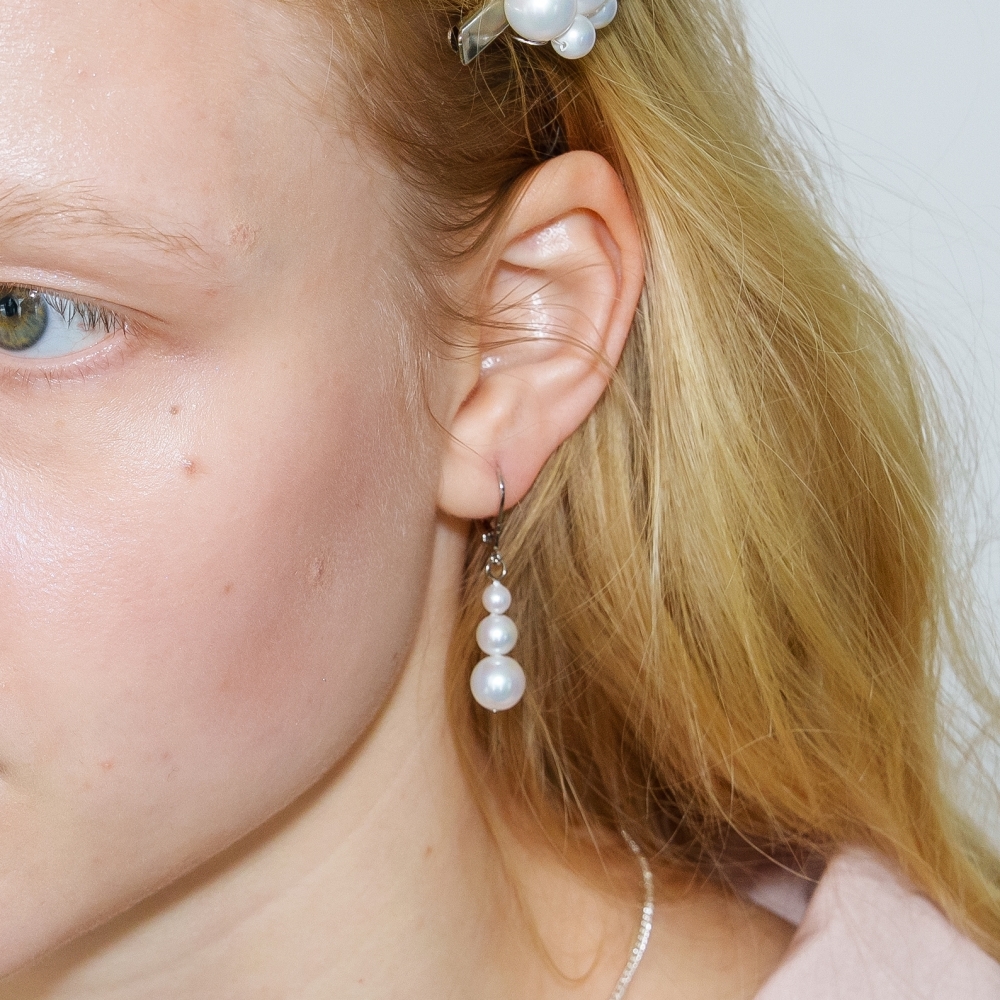 러브미몬스터 3 원석 후크 귀걸이 화이트(lovememonster 3 Gems Hook Earrings WHITE) - 2