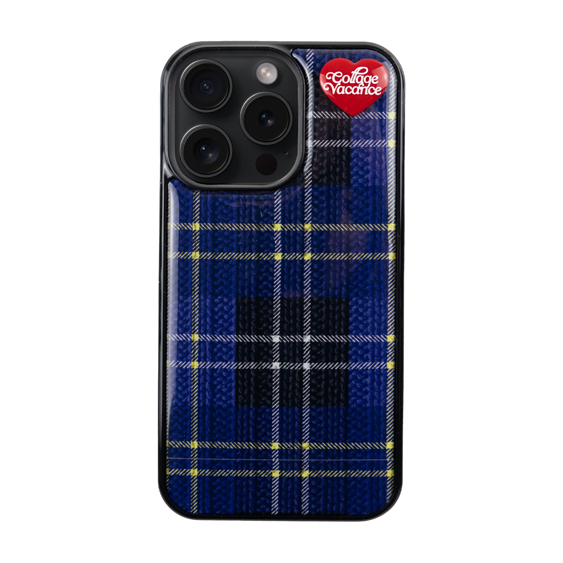 꼴라주바캉스 타탄 허그 팬던트 에폭시 케이스 블루 체크(COLLAGEVACANCE Tartan Hug Pendant Epoxy Case Blue Check)