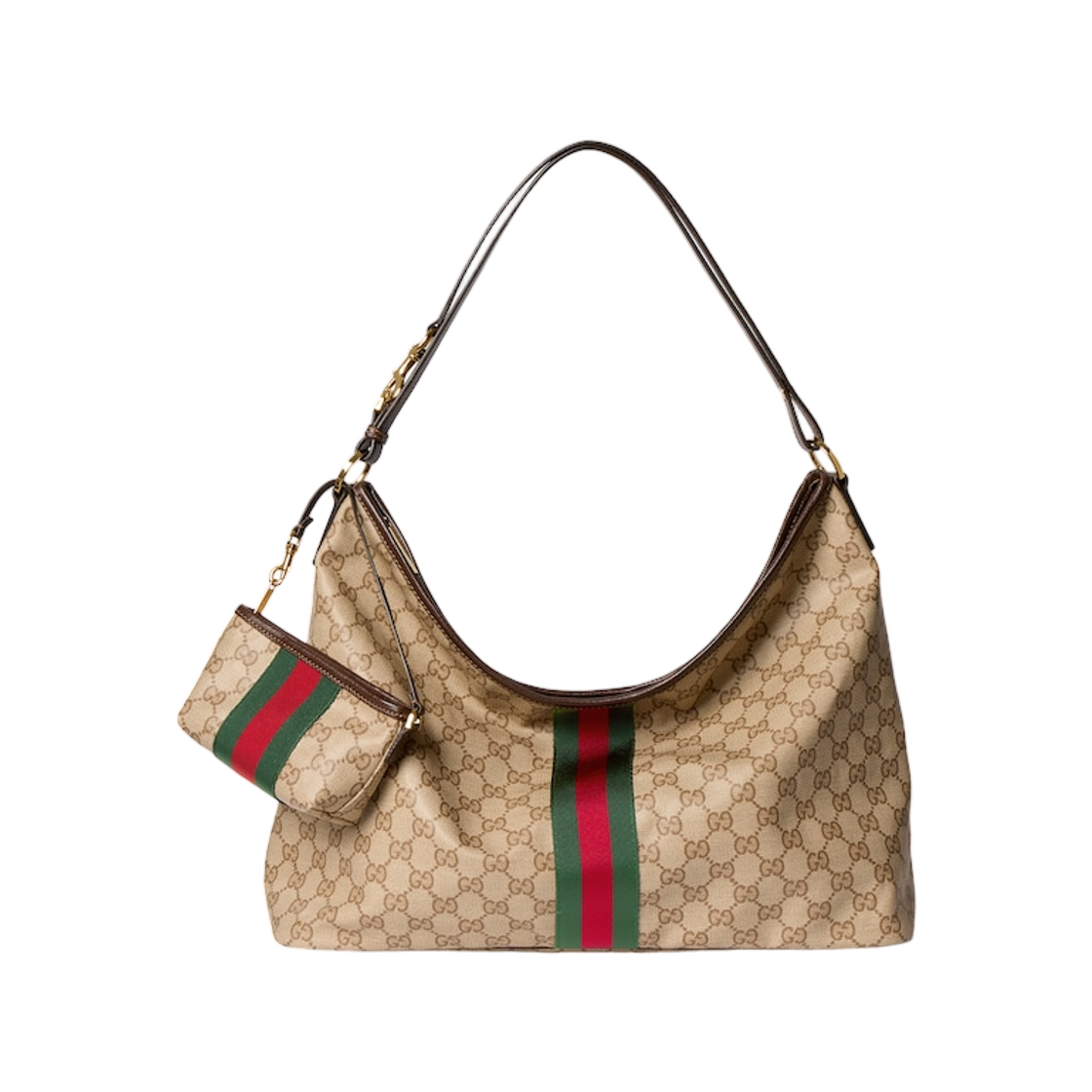 A008NS-FAGK6-8547 Gucci Web Large Shoulder Bag Sand Brown