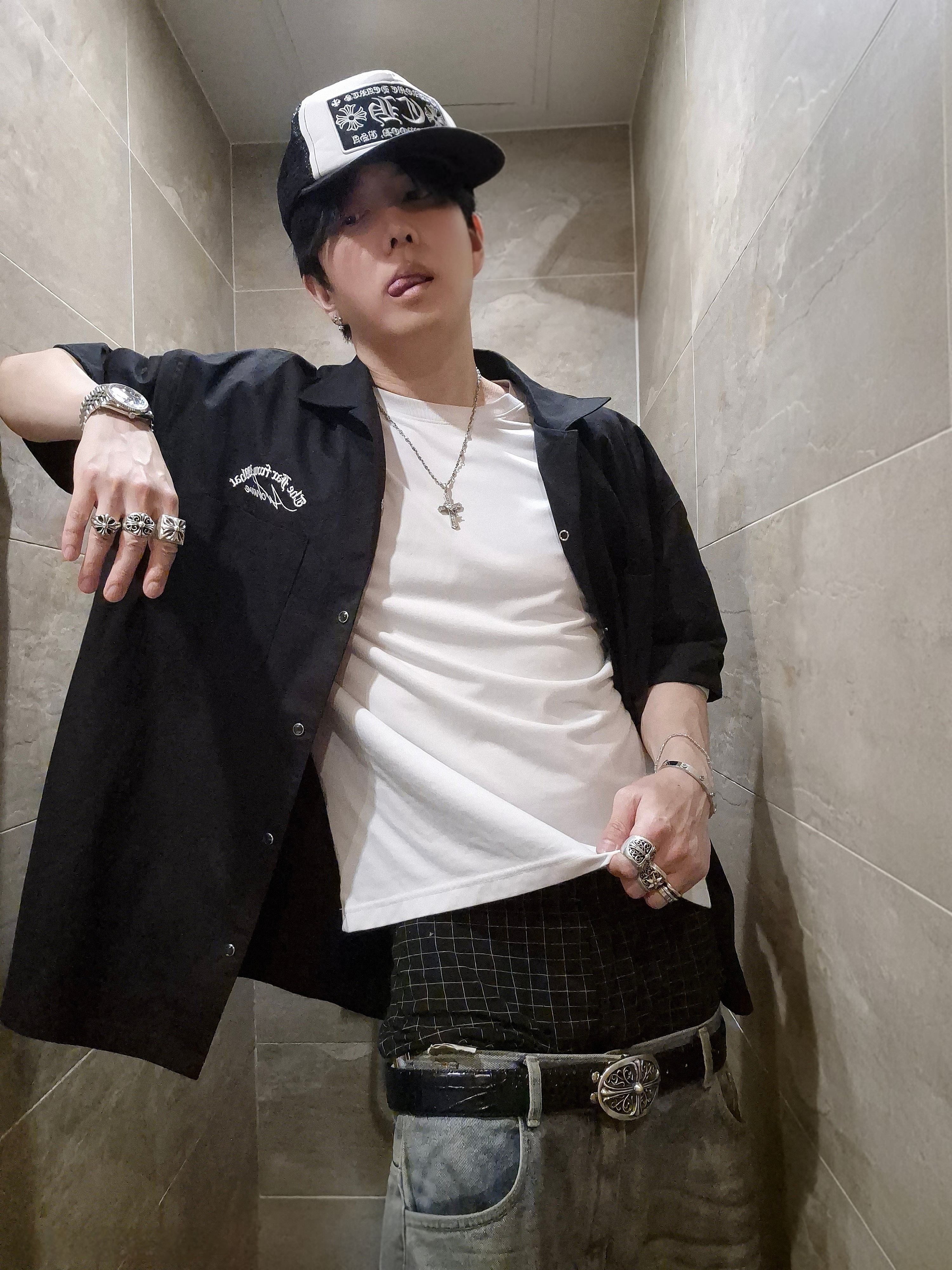 Farfromwhat Far Open Collar Shirts Black, Rolex Datejust 41mm 126334 Bright Black Diamond-Set Jubilee 착용 스타일 - 2