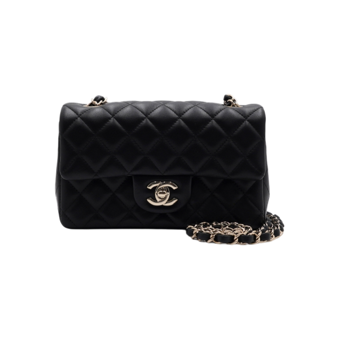 ITOWHDNPCWGU Chanel Black Lambskin New Mini Classic Flap Bag Gold Chain