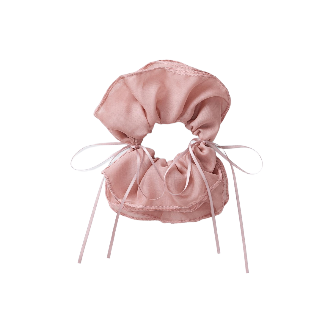 (W) GU 파이핑 리본 스크런치 핑크((W) GU Piping Ribbon Scrunchie Pink)