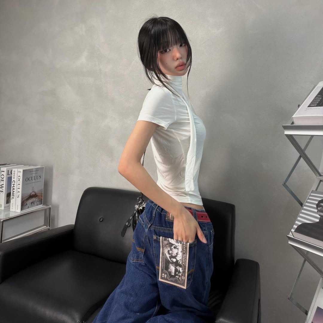 ersco Straight Jeans Blue 착용 스타일 - 2