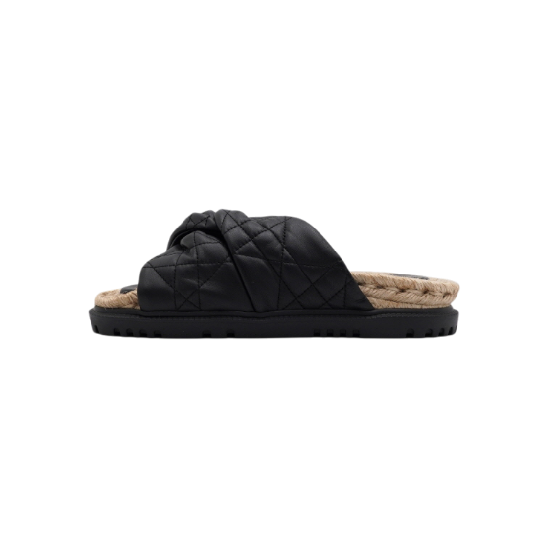 IT77EH6JKWPM Dior Black Lambskin D-Twist Mule Slippers