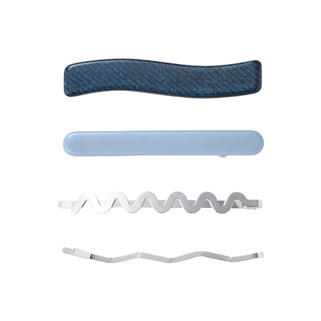 (W) GU 컬러 웨이브 헤어 핀 블루 (4개입)((W) GU Color Wave Hair Pin Blue (4 Pack))
