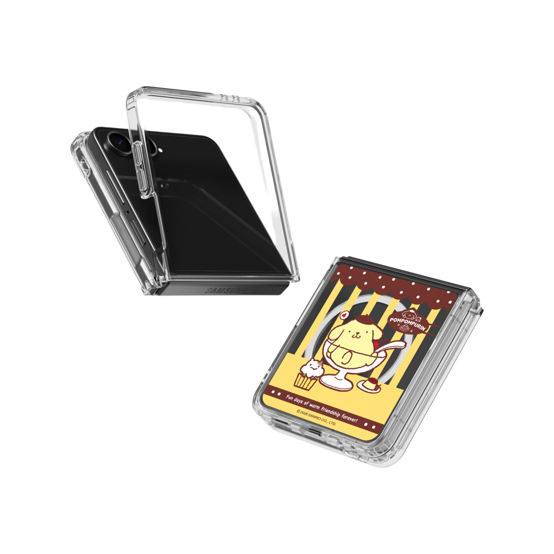 폼폼푸린 카페 스타일 클리어 마그넷 케이스 for Galaxy Z Flip7(POMPOMPURIN Cafe Style Clear Magnet Case for Galaxy Z Flip7) - 2