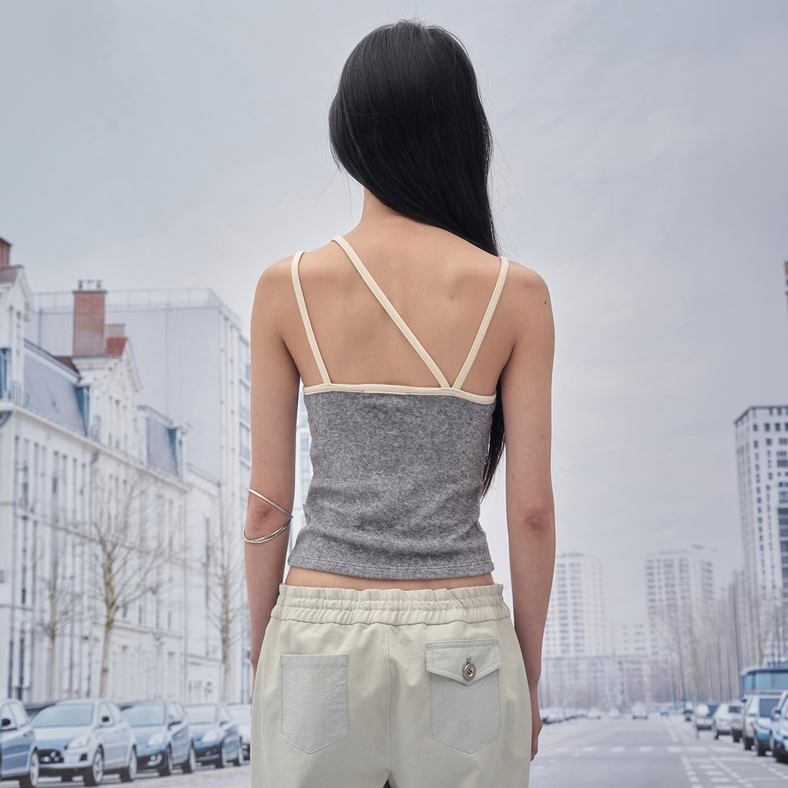 솜속 델 테리 슬리브리스 탑 멜란지 그레이(SOMSOC Dell Terry Sleeveless Top Melange Grey) - 3
