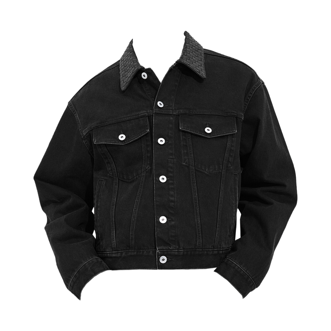 862600V69O01000 Bottega Veneta Faded Denim Jacket Black