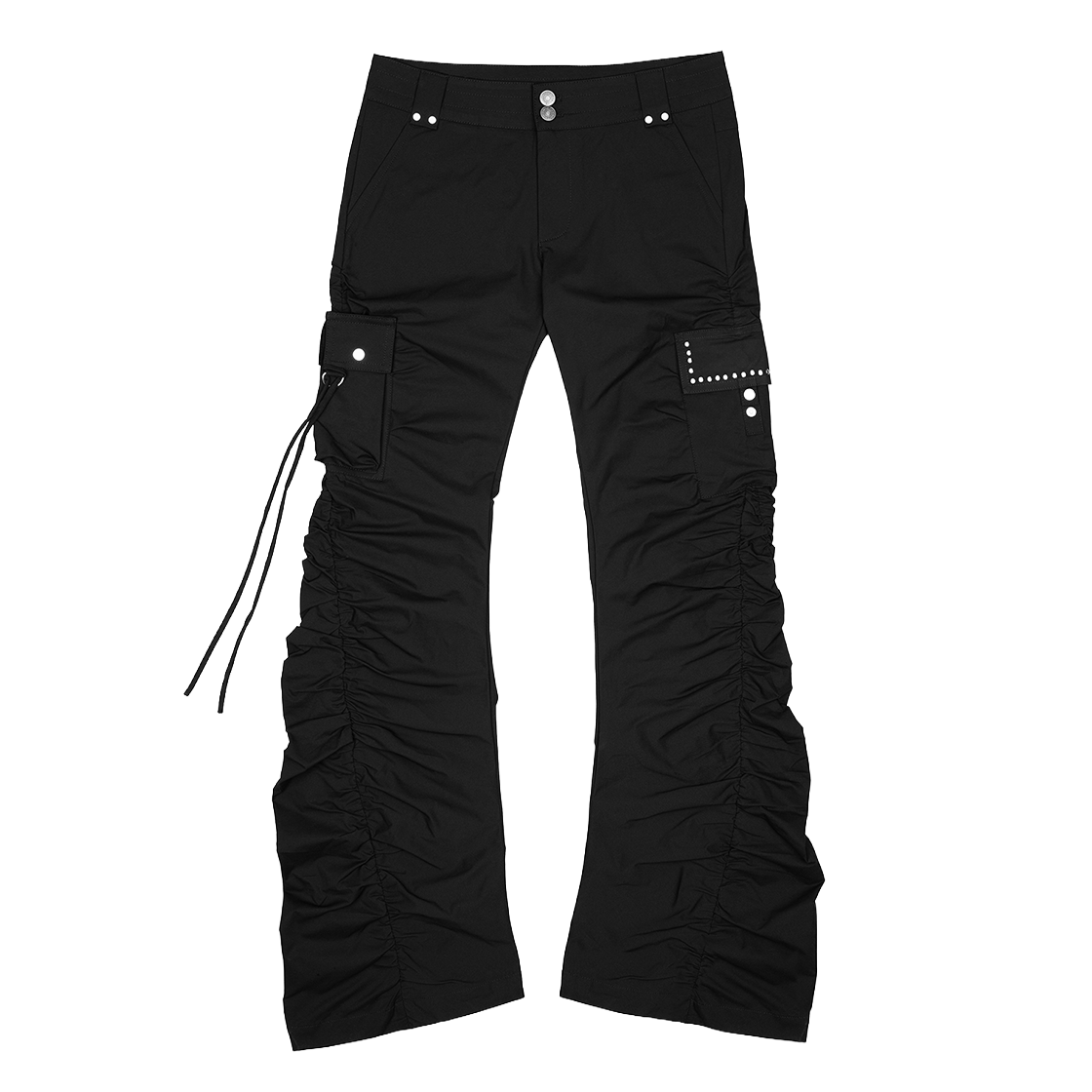 러프넥 셔링 카고 팬츠 블랙(Roughneck Shirring Cargo Pants Black)