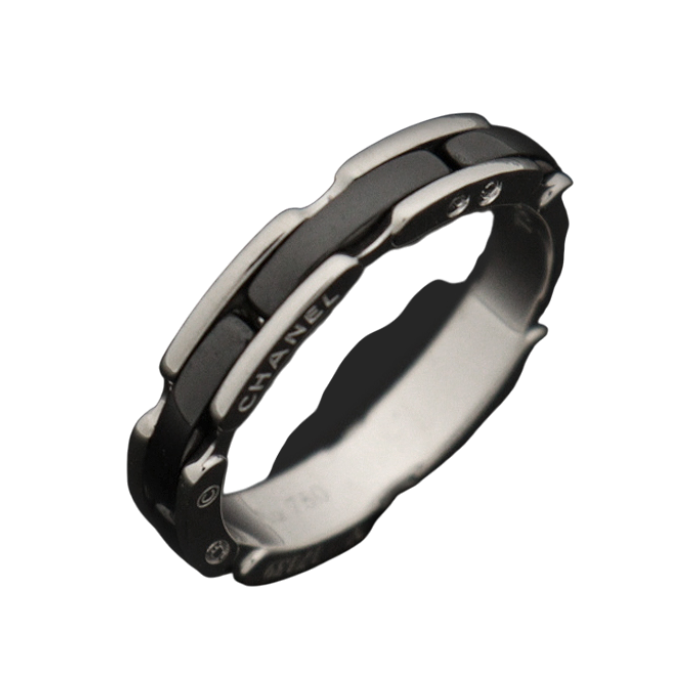 샤넬 J3092 18K 화이트 골드 블랙 세라믹 울트라 링 반지 59호(Chanel J3092 18K White Gold Black Ceramic Ultra Ring)