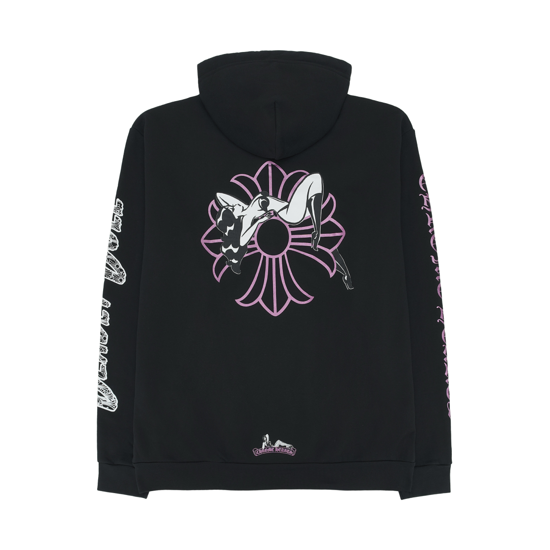 크롬하츠 데들리 돌 암 로고 플리스 풀오버 후드 블랙(Chrome Hearts Deadly Doll Arm Logo Fleece Pullover Hoodie Black) - 2