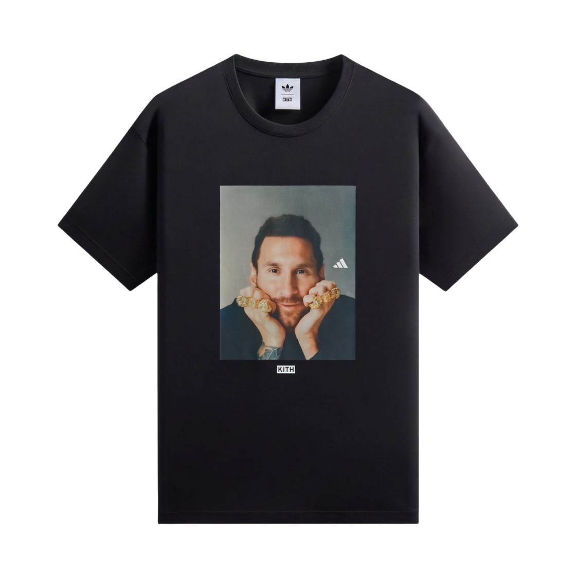 KU4263 Adidas x Kith x Messi Football Graphic T-Shirt Black - US Sizing