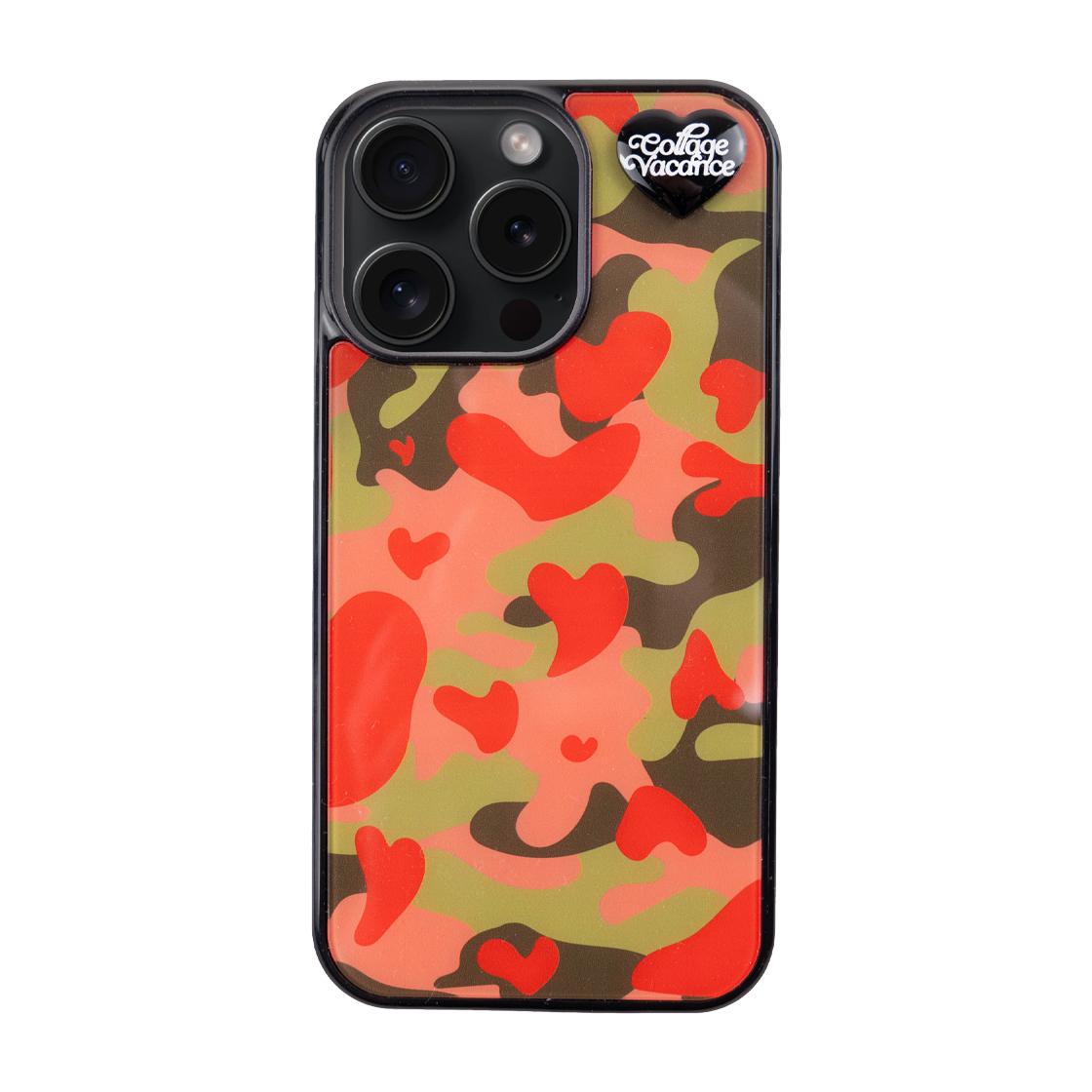꼴라주바캉스 카모 러브 펜던트 글라스 범퍼 케이스 오렌지(COLLAGEVACANCE Camo Love Pendant Glass Bumper Case Orange)