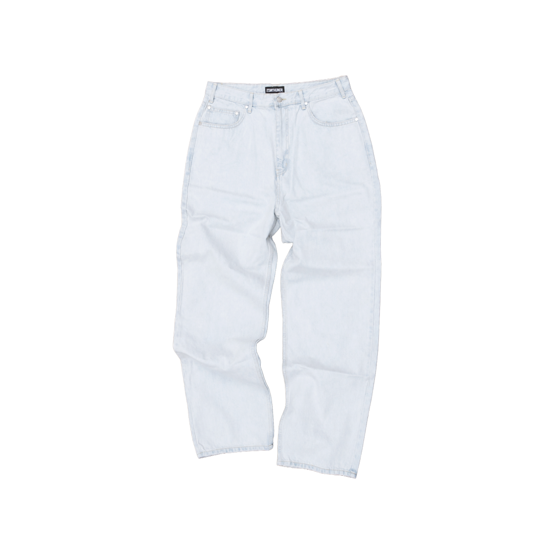 잇츠마이휴머 치즈 패치 배기 팬츠 아이스블루(ITSMYHUMOR Cheese Patch Baggy Pants Ice Blue) - 1