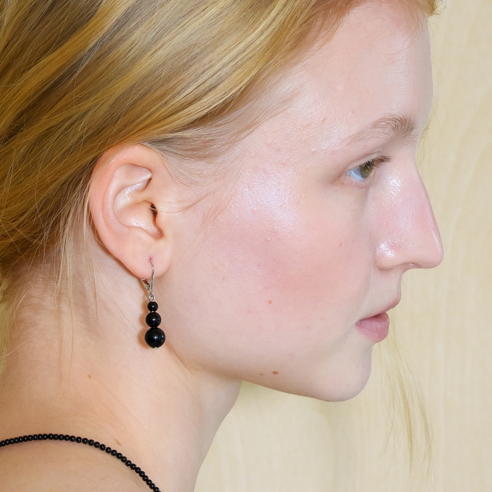 러브미몬스터 3 원석 후크 귀걸이 블랙(lovememonster 3 Gems Hook Earrings BLACK) - 2