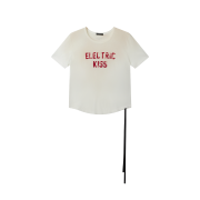 [오프라인 전용] Ann Demeulemeester Women Floor Micro T-Shirt With "Electric Kiss" Flock Print Chalk - 26SS