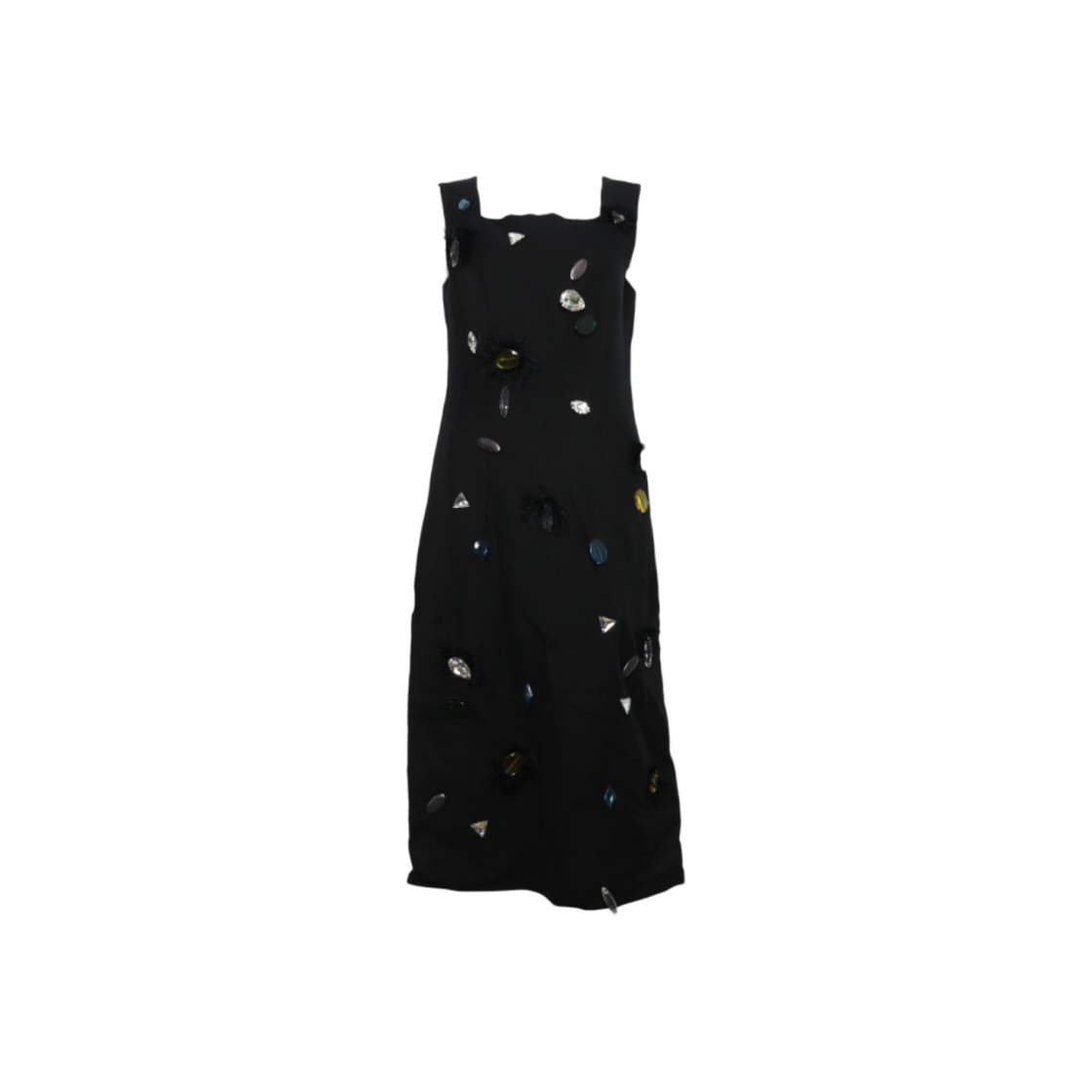 ITOVQ9V9P74F Celine Vintage Black Silk Blend Multi-Patch Sleeveless Maxi Dress