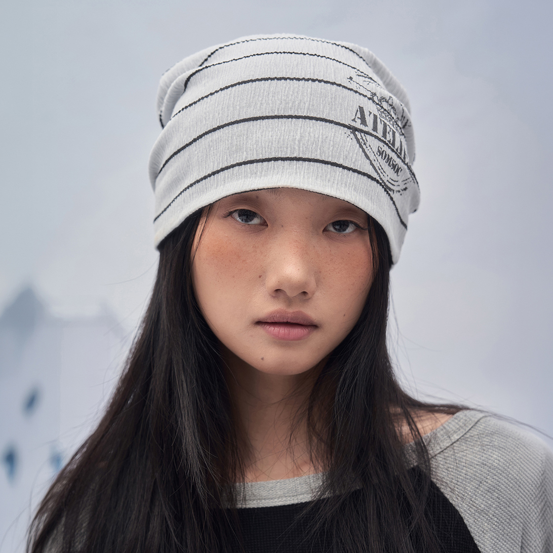 솜속 제인 스트라이프 리버시블 비니 화이트(SOMSOC Jane Stripe Reversible Beanie White) - 3