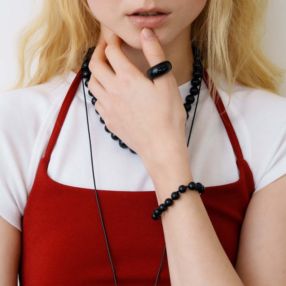 러브미몬스터 볼드 돔 호마이카 반지 블랙(lovememonster Bold Dome Formica Ring BLACK) - 3