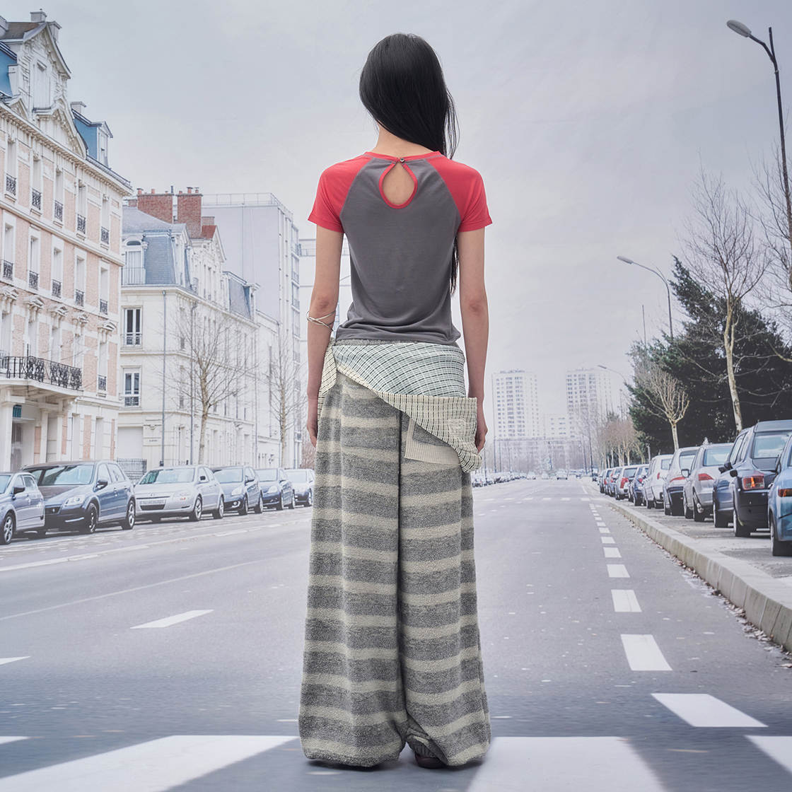 솜속 테이지 스트라이프 테리 팬츠 멜란지 그레이(SOMSOC Tage Stripe Terry Pants Melange Grey) - 3