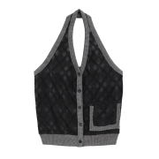 SOMSOC Argyle Jacquard Halterneck Vest Black