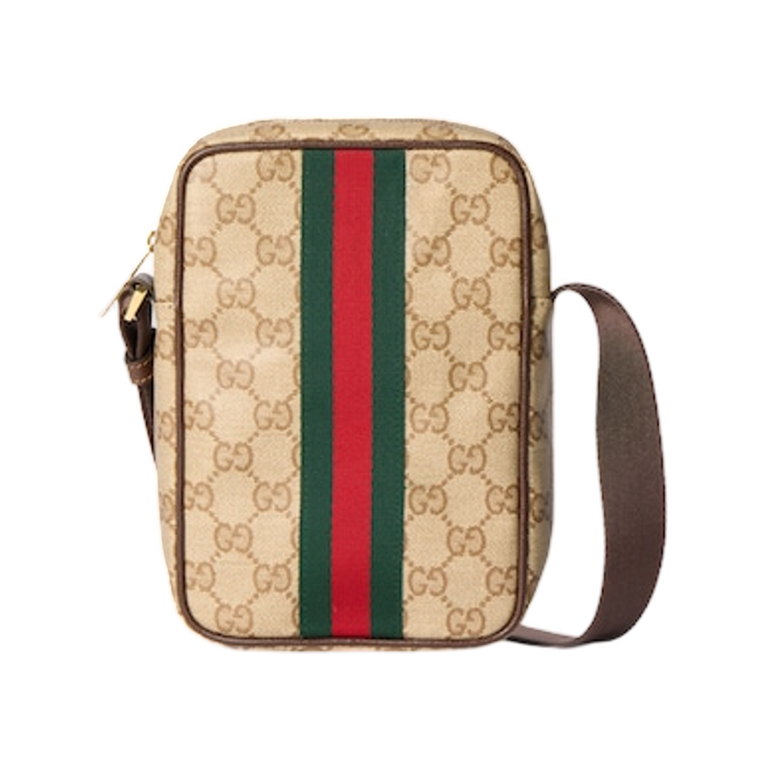 A002SJ-FAF9S-9646 Gucci GG Web Mini Bag Sand Brown