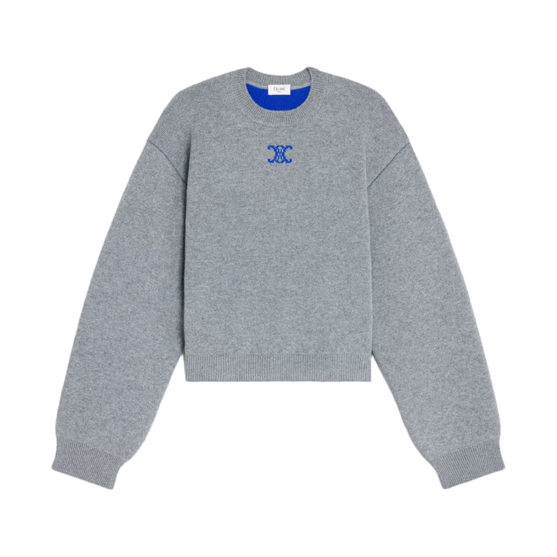 RY0M40X73-10DU (W) Celine Crewneck Cashmere Sweater Grey Blue