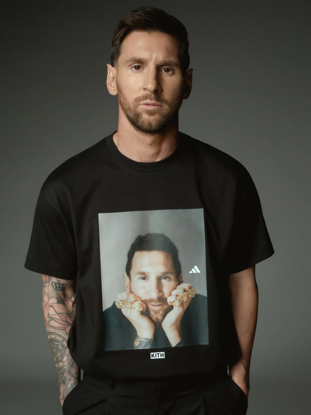 Adidas x Kith x Messi Football Jersey Blue White - US Sizing, Adidas x Kith x Messi Football Jersey Night Navy - US Sizing μ°©μ© μ€νμΌ - 2