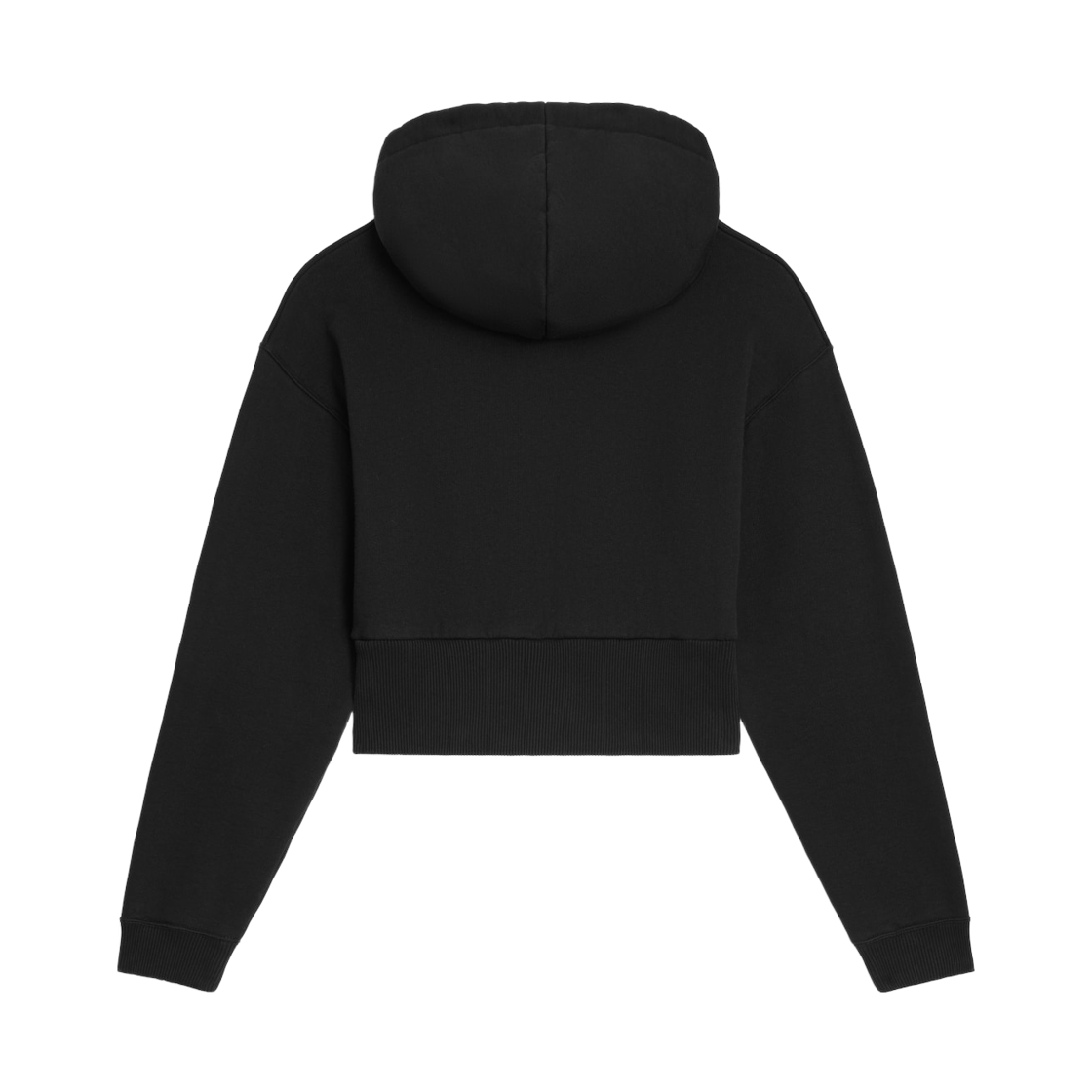 (W) 셀린느 크롭 후드 코튼 플리스 블랙 루즈 세리즈((W) Celine Cropped Hoodie in Cotton Fleece Black Rouge Cerise) - 2