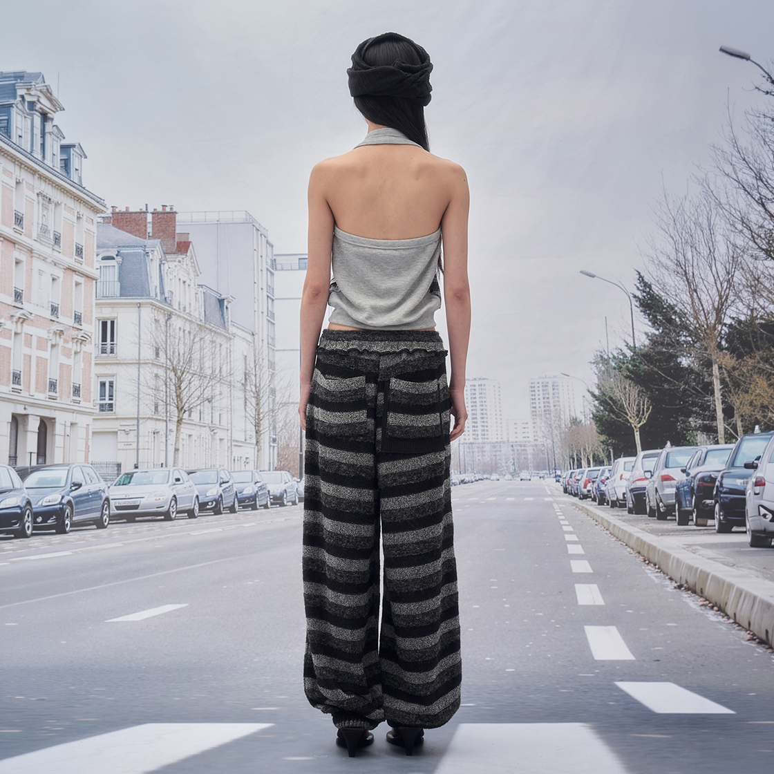 솜속 테이지 스트라이프 테리 팬츠 블랙(SOMSOC Tage Stripe Terry Pants Black) - 3