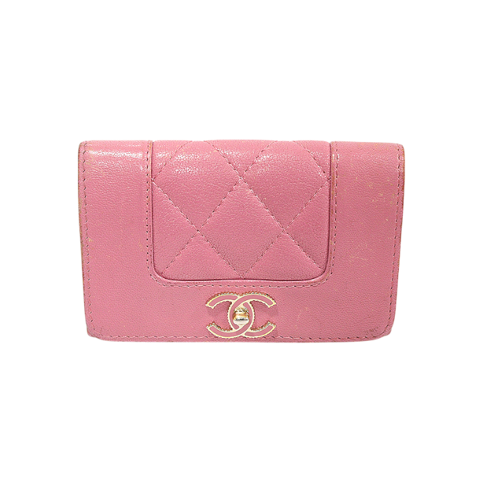 샤넬 A70117 핑크 램스킨 마드모아젤 카드 지갑 (26번대)(Chanel A70117 Pink Lambskin Mademoiselle Card Wallet (26 Series)) - 1