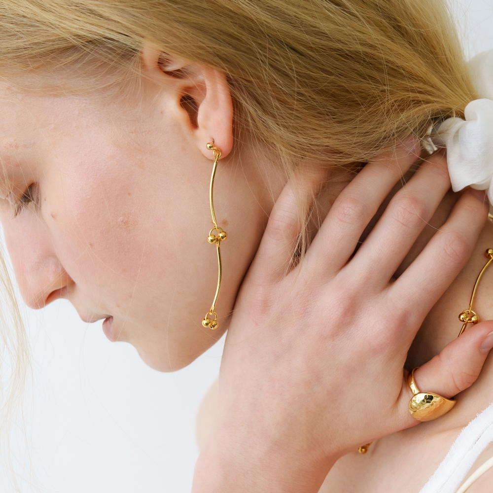 러브미몬스터 투볼 링크 체인 귀걸이 골드(lovememonster Two Ball Link Chain Earrings GOLD) - 3