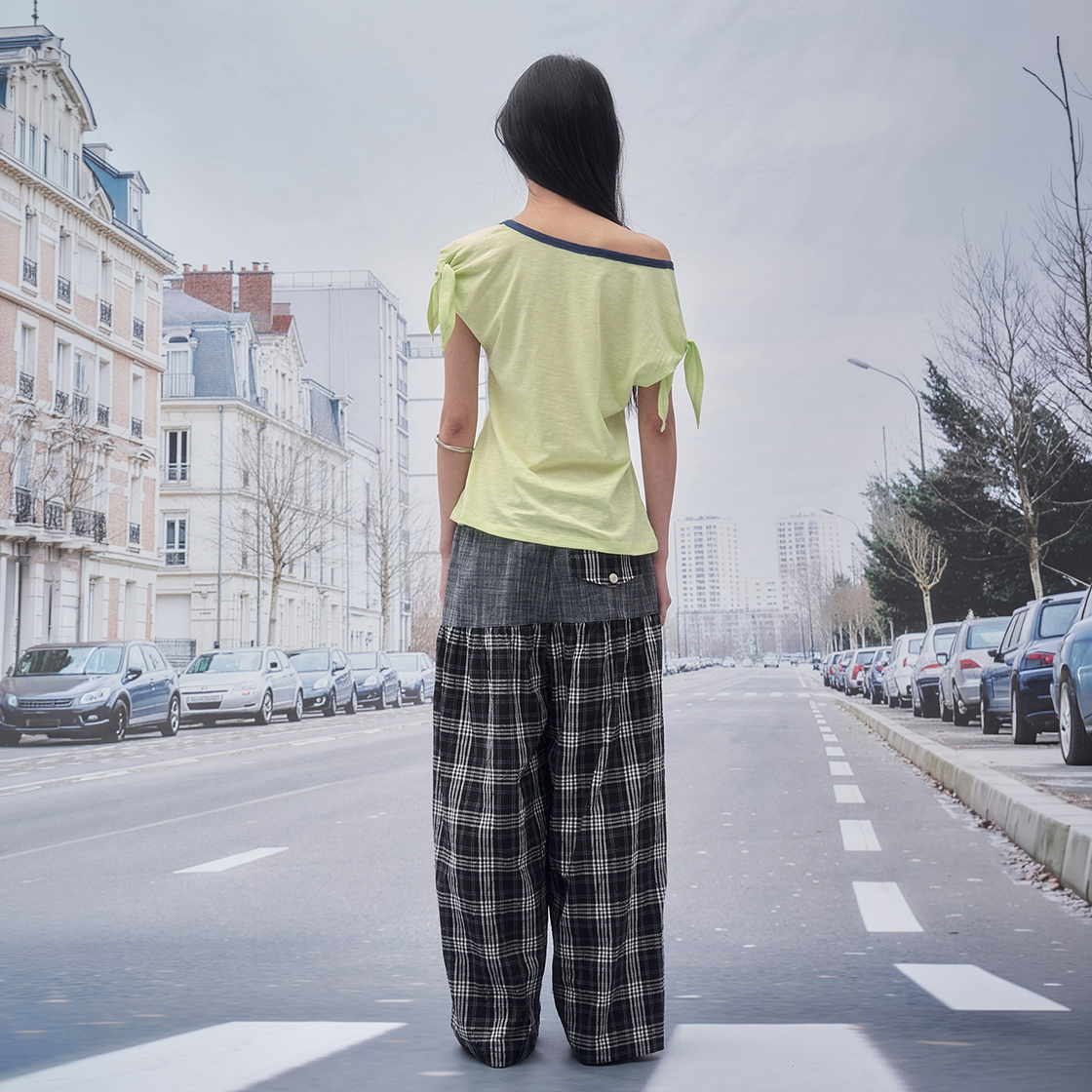 솜속 베이 데님 체크 라운지 팬츠 블랙(SOMSOC Bay Denim Check Lounge Pants Black) - 3