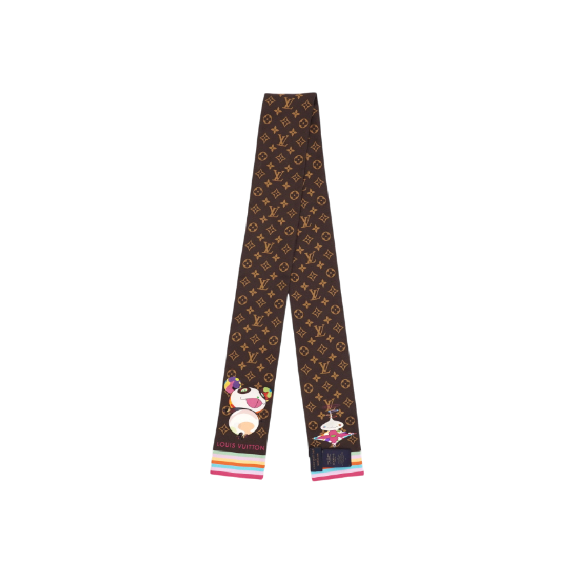 ITG2O2QNVL46 Louis Vuitton M96083 x Takashi Murakami Superflat Character Brown Bandana Scarf
