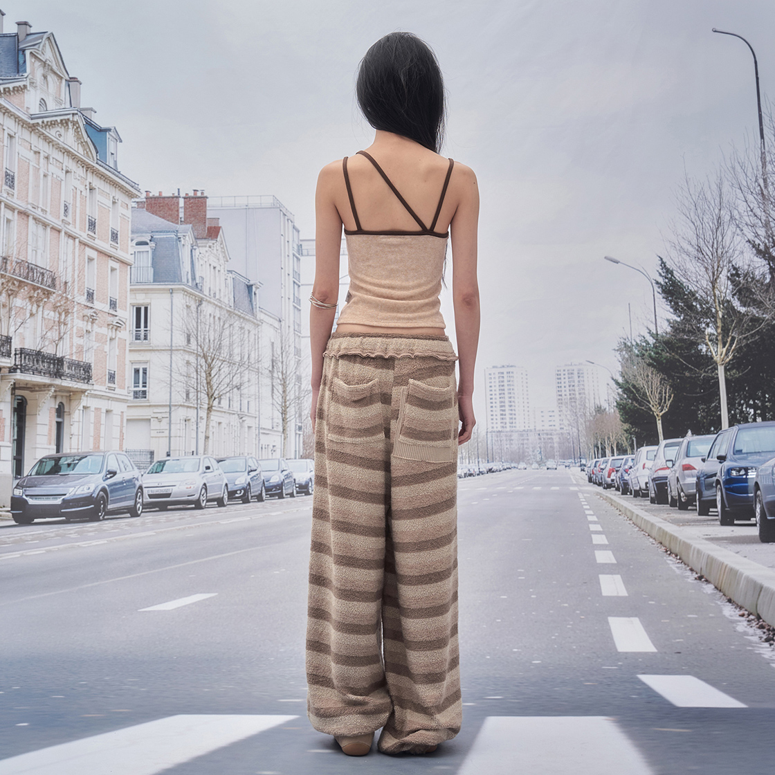 솜속 테이지 스트라이프 테리 팬츠 베이지(SOMSOC Tage Stripe Terry Pants Beige) - 3