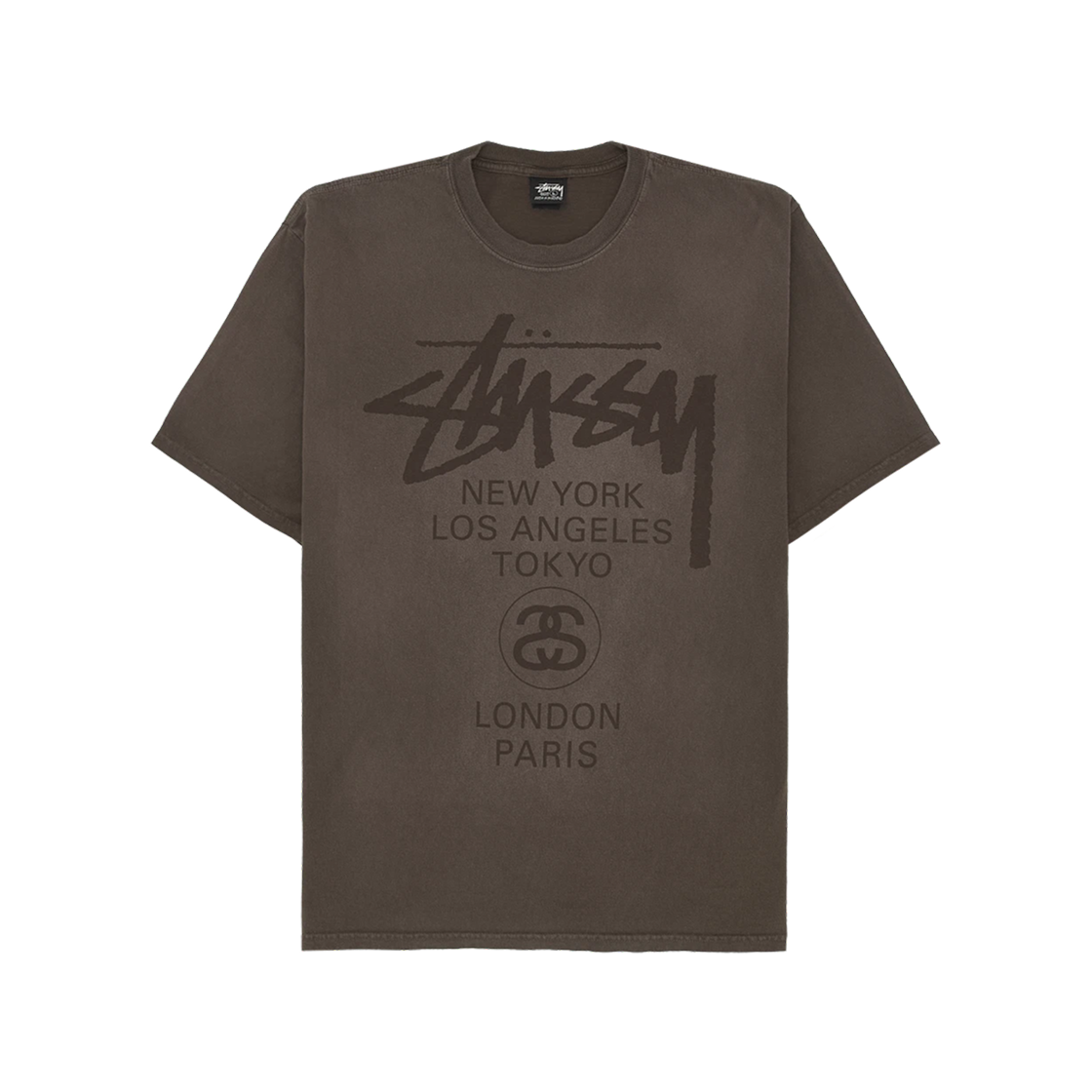 스투시 월드 투어 티셔츠 썬 페이디드 브라운(Stussy World Tour T-Shirt Sun Faded Brown)
