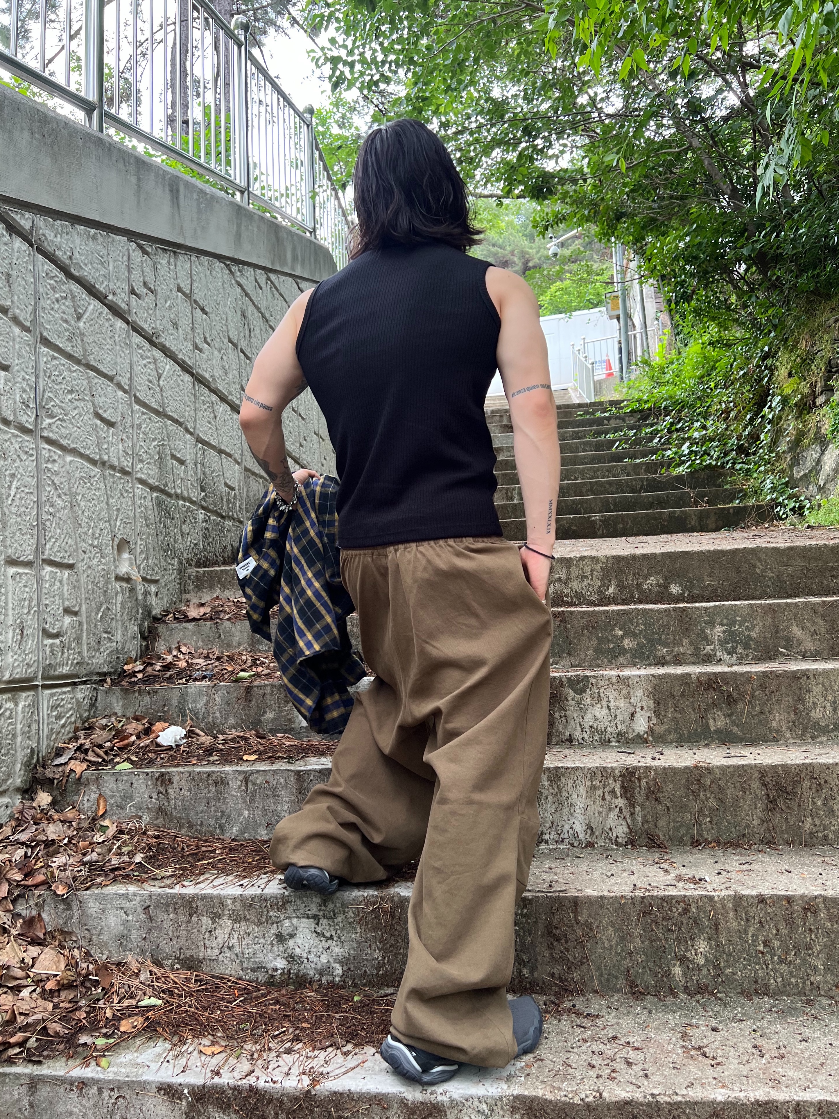 MJD Oversized Flannel Check Shirt Multi, Hono Report Leaf Bracelet 착용 스타일 - 8