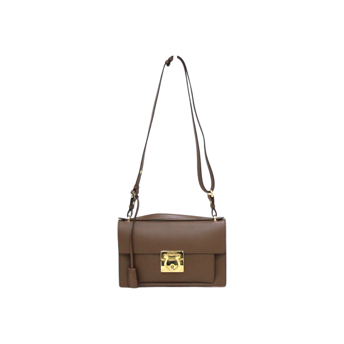 ITL5HH7I7W8U Ferragamo G179 Brown Leather Gold-tone Gancini Eileen Medium Tote & Shoulder Bag