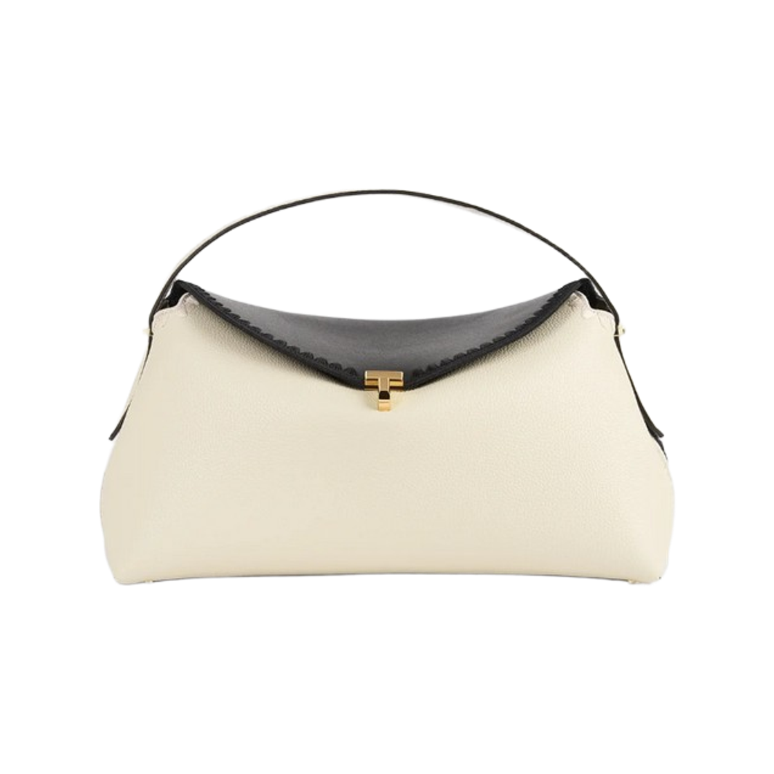 토템 티락 자수 레더 탑 핸들 블랙 밀크(Toteme T-Lock Embroidered Leather Top Handle Black Milk)