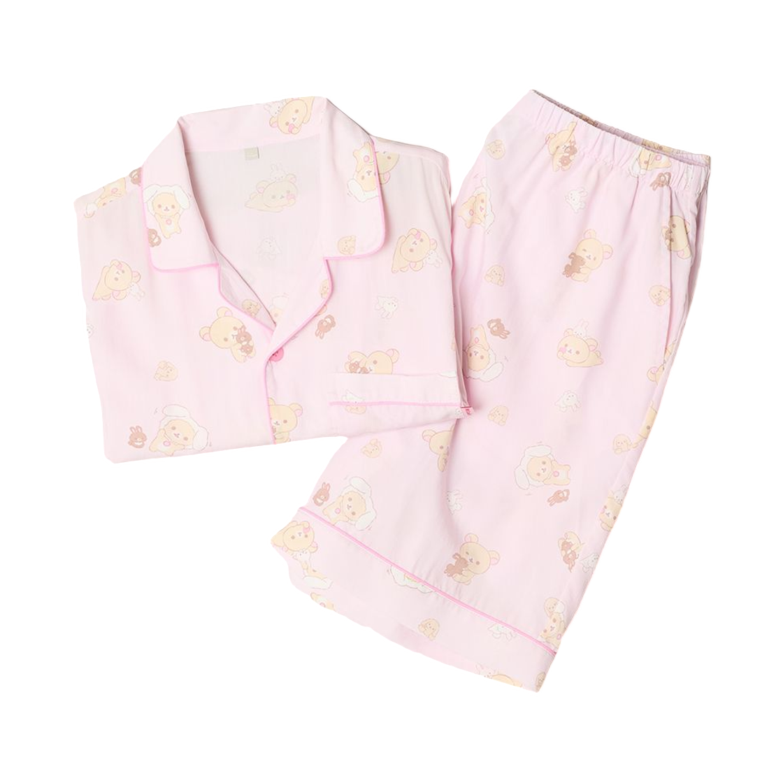 SPPPG25U09-25 Spao x Rilakkuma Kuma’s Rleaxing Short Sleeve Pajama Pink